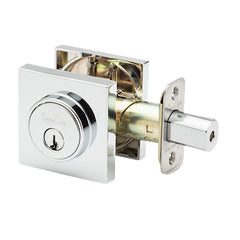 Square Single Cylinder Deadbolt in Polished Stainless DBS2410PS