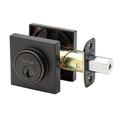 Square Single Cylinder Deadbolt in Tuscan Bronze DBS2410TB